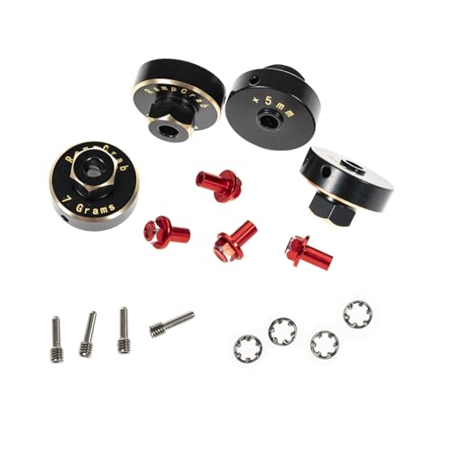 Hex Wheel hubs Extension kit +5mm for SCX24 AX24, Brass Extended Hex Hub Wheel Spacers, Upgrades Parts for SCX24 Bronco Deadbolt JLU C10 AX24, 1/24 RC Crawler Car Upgrades Accessories (Red) - color: Red