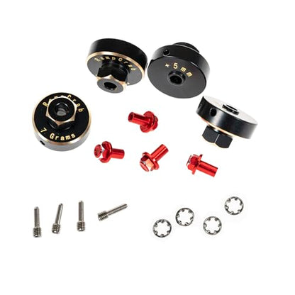 Hex Wheel hubs Extension kit +5mm for SCX24 AX24, Brass Extended Hex Hub Wheel Spacers, Upgrades Parts for SCX24 Bronco Deadbolt JLU C10 AX24, 1/24 RC Crawler Car Upgrades Accessories (Red) - color: Red
