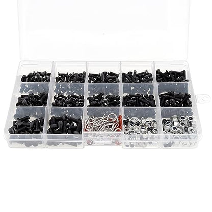 500pcs Universal RC Car Screw Kit Screws Assortment Set Hardware Fasteners Compatible with Axial Redcat HPI Arrma Losi 1/8 1/10 1/12 1/16 Scale RC Cars Trucks Crawler