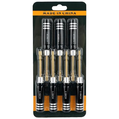 7 Pieces Hex Screwdriver Set 2.0/2.5/3.0/3.5/4.0/4.5/5.0mm RC Socket Wrench Kit Nut Drive for Traxxas Redcat Axial SCX24 Quadcopter Helicopter FPV Drone Car - RC Nut Removal Tools (Black)