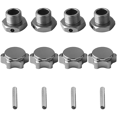 4PCS Vgoohobby M17 17mm Aluminum Capped Wheel Hex Hubs Adapter Anti-Dust Cover Nuts Compatible with HPI HSP Traxxas Himoto Axial Kyosho Redcat Tamiya 1/8 RC Car,Titanium