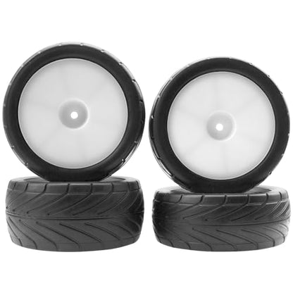 4Pack ShareGoo RC 85mm/3.34" Rubber Tires Front Rear Tyres 12mm Hex Wheel Compatible with Redcat HPI HSP Kyosho 1/10 RC Off-Road Car Buggy (White) - color: White