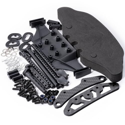 MORLORDY Aluminum & Carbon Fiber RC Chassis Frame Body Kit for 1/10 D5/ D5MINI+SR RC Drift Racing Car, with 4Pcs Wheels Tires Set & Shocks & Accessories (D5+SR) - style: D5+SR