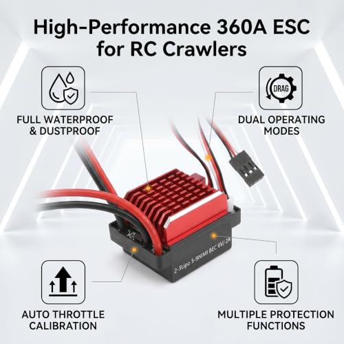 VBESTLIFE 360A Electronic Speed Controller RC Crawler Car Bidirectional Brushed ESC (T-Plug) - size: T-plug