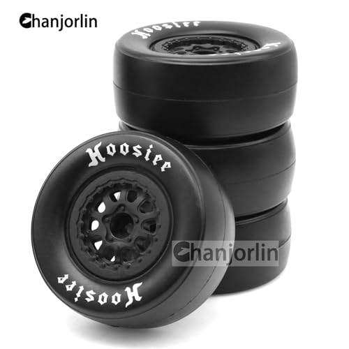 1/10 RC Short Course Racing Truck Tires and Plastic Wheels 12mm Hex Off Road Drag Smooth Tyres OD 105mm for 1:10 Truck Car TRAXXAS Slash 4X4 2WD Redcat Rc4wd Axia ARRMA SENTON 3S Losi 4PCS