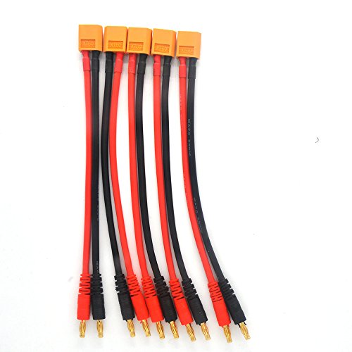 5 Pack XT60 to 4.0mm Banana Plug Balance Charge Cable Adapter Connectors for RC Helicopter Quadcopter XT60 Lipo Battery Plug Charge 12awg
