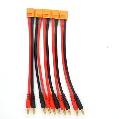 5 Pack XT60 to 4.0mm Banana Plug Balance Charge Cable Adapter Connectors for RC Helicopter Quadcopter XT60 Lipo Battery Plug Charge 12awg