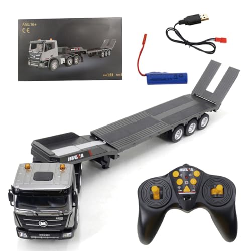 1/18 Scale RC Flatbed Trailer Model, 2.4G 9CH Remote Control Semi Truck, Ideal Christmas or Birthdays Gifts. (RTR Version)