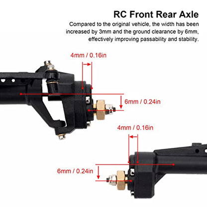 RC Car Front Rear Portal Axle Kit High Performance Plastic Housing Upgraded Heightened Axle Assembly Set for 1/24 Axial SCX24 Crawler Truck (Black) - color: Black