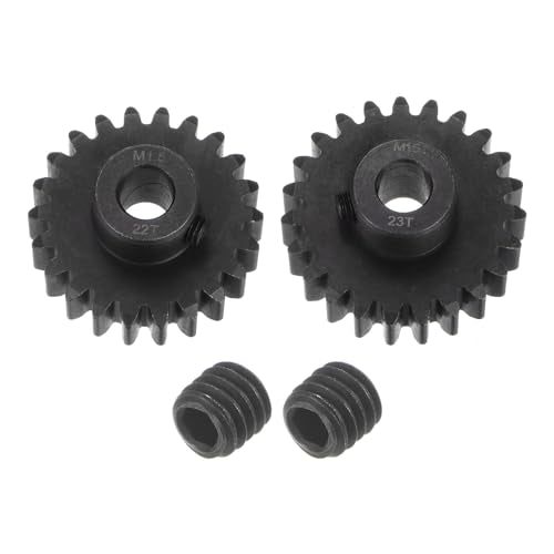 uxcell Mod 1.5 Pinion Gear Set 8mm Shaft 22T 23T Motor Gears Hardened Steel Pinion Gear for RC Car (2pcs) - size: Mod 1.5 x 8mm Shaft x 22T 23T Motor