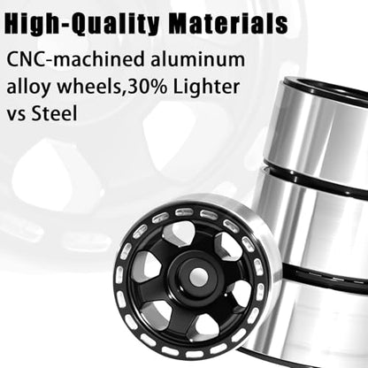1.0 Beadlock Wheel Rim Set Aluminum Alloy RC Upgrade Part For Traxxas 1/18 TRX4M 1/24 Axial SCX24 FMS FCX24 Gladiator Bronco C10 JLU Deadbolt B17 RC Crawlers Upgrade Off-road(4Pcs/set) - color: Black