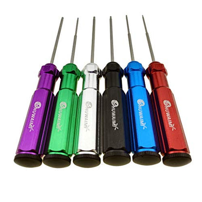 Huwaimi 6 Color Hex Wrencher Hex screwdriver for RC CAR,HELICOPTER,Remote Control Car/airplane,0.05IN-1/16IN-3/32IN-5/64IN-1.5MM-2.5MM-3.0MM(New Upgrade) (6 color HSS)