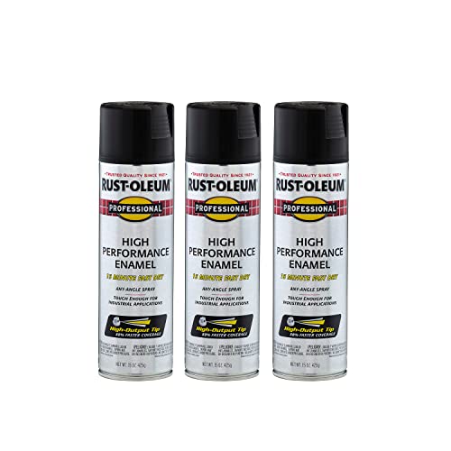 Rust-Oleum Professional High Performance Flat Black Spray Paint | Rust Prevention, Corrosion Resistant Coating, Industrial Maintenance, Any Angle Spray, Metal Equipment Protection, 15 oz - color: Flat Black, size: 15 Ounce (Pack of 3)