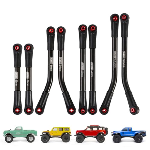 INJORA Steel 4 Links Set for SCX24 C10 JLU Bronco Base Camp 4Runner (Black) - color: Black