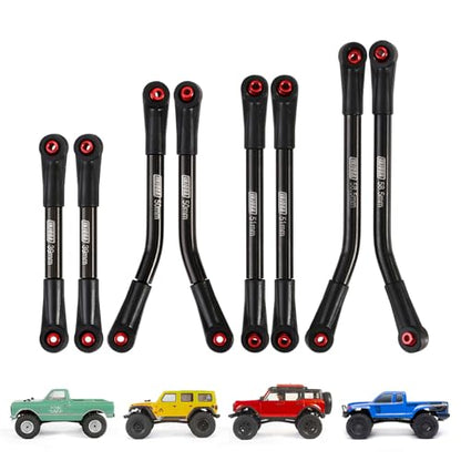 INJORA Steel 4 Links Set for SCX24 C10 JLU Bronco Base Camp 4Runner (Black) - color: Black