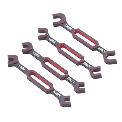 4PCS RC Wrench, Premium Aluminum Alloy Turnbuckle Nut Ball Joint Remover Tool with 3.0 3.2 .5 .7 4.0 5.0 6.0mm Sizes, for RC Car Boat Drone Crawler Truck DIY (Red) - color: Red
