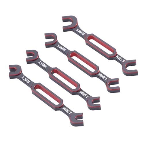 4PCS RC Wrench, Premium Aluminum Alloy Turnbuckle Nut Ball Joint Remover Tool, 3.0, 3.2, .5, .7, 4.0, 5.0, ., 6.0mm Sizes Tool for RC Car, Boat, Drone, Crawler, Truck DIY (Red) - color: Red