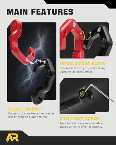 D Ring Shackles, 3/4" Separate Shackles with 7/8" Pin, Heavy Duty Recovery Shackle 57320lbs Break Strength, 4x4 Off-Road Recovery Towing Winch Shackles for Trucks, Red Black 2-Pack | Quick Shackles with 7/8" Pin, Heavy Duty Recovery Shackle, 4x4 Off-Road