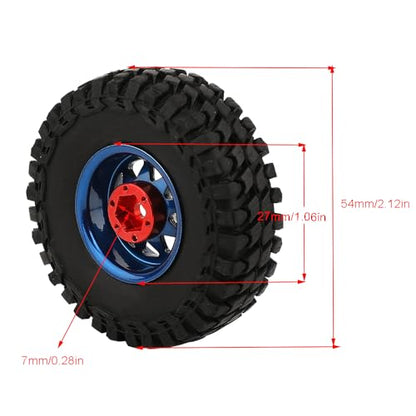1.0 Beadlock Wheel Soft Tires Set -3.78mm Offset Wheel Rims for 1/18 1/24 RC Crawler Car Axial AX24 SCX24 FMS FCX24 TRX4M (Blue) - color: Blue