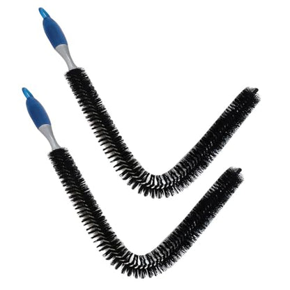 Long Handle Car Engine Cleaning Brush, Hard Bristle Automotive Wash Brushes, Flexible Bendable Vehicle Detailing Brush for Car Radiator Dryer Vent, Engine Oil Residue (2PCS) - size: 2PCS