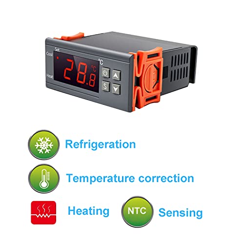 STC-1000 Digital Temperature Controller Digital LED Display DC 110V-220V 10A Celsius Heating Cooling Centigrade Thermostat Sensor 2 Relay Output with NTC 10K Thermistor Sensors Temperature Probe - color: 110V-220V