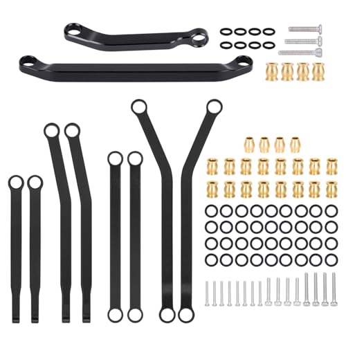 Aluminum High Clearance Chassis Links Suspension Steering Links Set for 1/30 Axial SCX30 RC Crawler Car Upgrade Parts (Black kit) - color: Black Kit