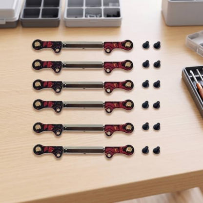 6 Pieces Adjustable Turnbuckles with Rod Ends Aluminum RC Tie Rod Turnbuckle Linkage Kit for Chassis Tuning, Camouflage Red - color: Camouflage Red