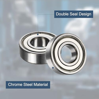 uxcell 6 Pack 6202ZZ Deep Groove Ball Bearings, 15x35x11mm Chrome Steel Double Shield Bearing for Electric Motor, Home Appliances, Garden Machinery, (ABEC5) - size: 6202ZZ