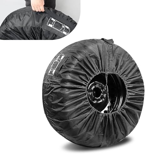 1 PC Car Tire Protector, 25.98" 190T Oxford Cloth Sun Dustproof 13"-18" Spare Tire Storage Bag with Handle, Four Seasons Universal Portable Anti-Scratch Accessories for Cars (Black #S) - size: 1 PC #S