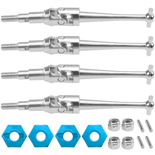 ShareGoo Steel CVD Drive Shaft Dogbone w/Hex Wheel Hubs Hex Adapter Compatible with MJX Hyper Go 16207 16208 16209 16210 H16BM H16GT H16DR H16 1/16 RC Car (Silver) - color: Silver