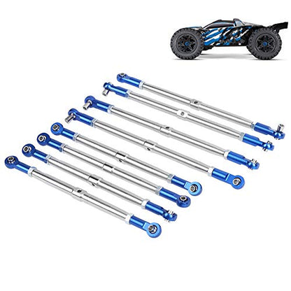 8PCS Metal Adjustable Tie Link Rod, Blue Silver Aluminum RC Car Parts for 1/10 2.0 5319X 5338R