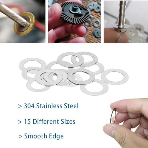 320pcs Flat Washer Assortment Kit, 15 Different Sizes Shim Washers M3~M20, Thick = 0.5mm, 304 Stainless Steel Thin Gasket for Bolt Screws (Thick 0.5mm Kit) - size: Thick 0.5mm Kit