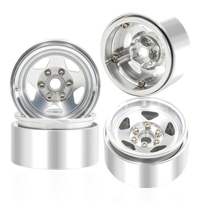 1.9 Beadlock Wheels, 4pcs Silver | Aluminum RC Rims Hub with Positive Offset 12mm Hex for 1/10 RC Crawler Axial SCX10 II III 90046 AXI03007 Traxxas TRX4 TRX6 - color: Five Models-silver