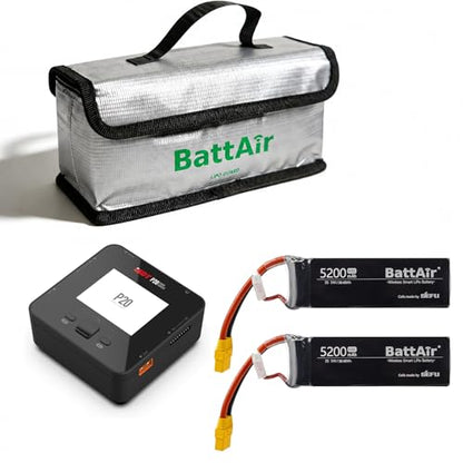 ISDT P20 Bundle: P20 DC 800W 35A Dual Channel Lipo Battery Charger & 2S 5200mAh 50C XT90 Smart Battery for RC (2PCS)