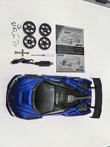 RC Drift Car, 1:16 RC Drifting Car Remote Control Car Rechargeable High Speed RC Cars Toys 4WD 2.4GHz Full Scale Blue RC Racing Cars with LED Lights Two Batteries for Boys and Adults - color: 2.blue