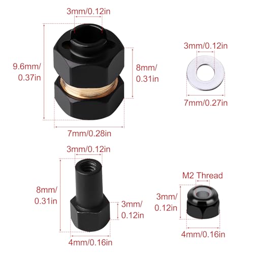 4pcs Brass Extended 7mm Hex Wheel Hubs Extension Adaptor Combiner Coupler for Axial SCX24 Upgrades 1/24 RC Crawler Car Replacement