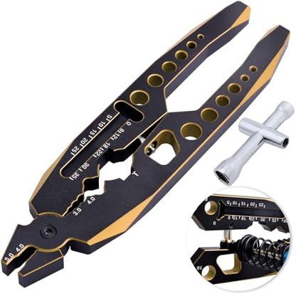 Hobbypark RC Shock Pliers Multi-Function & 1/10 Wheel Wrench Tools for Traxxas Arrma Axial Losi Redcat RC Cars Trucks Rock Crawlers (w/Black-Gold Pliers)