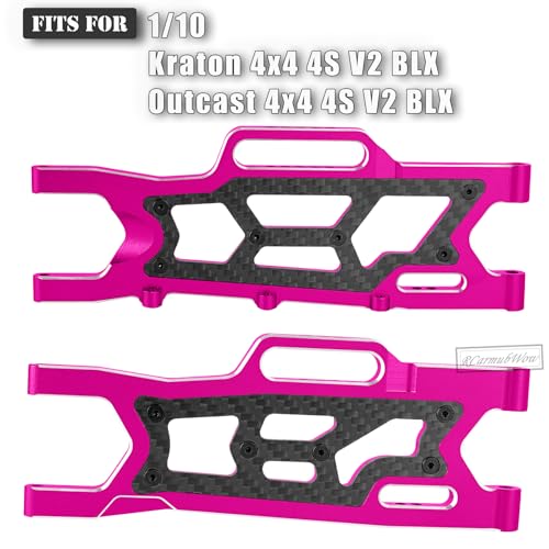 RC Alloy Suspension Arms Upgrades Part for 1/10 Outcast 4x4 4S V2 BLX,Kraton 4x4 4S V2 BLX,Front Rear A Arms Suspension Arms Hops Up,Replace ARA330711 ARA330710,Pink - color: Pink(4pcs)