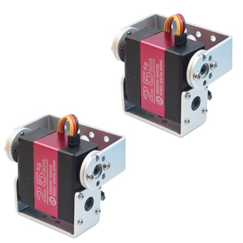 25KG Digital RC Servo RDS3225 Dual Shaft Waterproof High Speed Full Metal Gears Robot Servo with U Mounting Brackets for 1/8 1/10 RC Car Crawler Buggy Truggy DIY Robotic 180 Degree (Pack of 2)