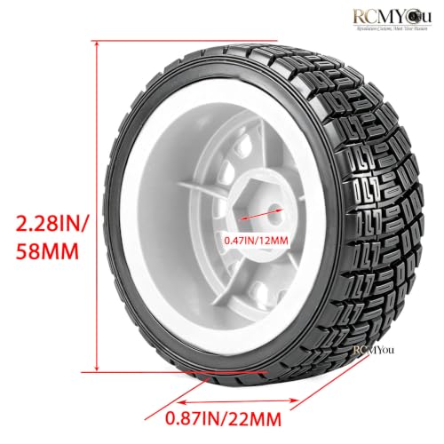 RC Highway Wheels and Tires Set w/Plastic Wheels Rim for 1/14 M-J-X14301 14302 14303 14304 RC Car,RC Tire Highway Tires Soft Tire,(4PCS) RC Vehicle Wheel,Scale On/Off Road Wheel,White - color: White(rc Wheels Tires)