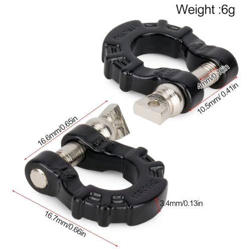 4Pcs Metal Tow Shackle Trailer Buckle for SCX10 TRX4 1/10 RC Crawler | Durable metal shackles, compatible with CC01 D90 D110 TF2. Perfect for tow hook upgrade,off-road crawler accessories.4-pack. - color: Red
