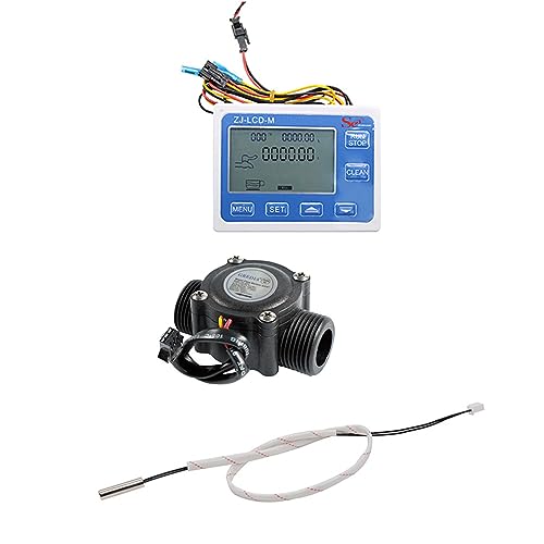 Digital LCD Display Quantitative Controller Water Control + 3/4" Hall Effect Flow Sensor Flowmeter - size: G3/4" male thread