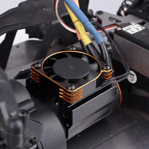 Motor Cooling Fan RC Model Heatsink 16000RPM ESC Cooling Fan for RC Car Truck Buggy Crawler 1/8 1/10 Scale 540 550 Brushless Motor (Black-Gold) - color: Black-Gold