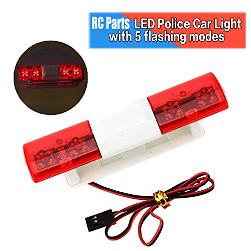 RC Model LED Police Night Light Bar Flash Lamp Compatible with 1/10 1/8 RC Car Model for HSP Tamiya CC01 Axial SCX10 (Red) - color: Red