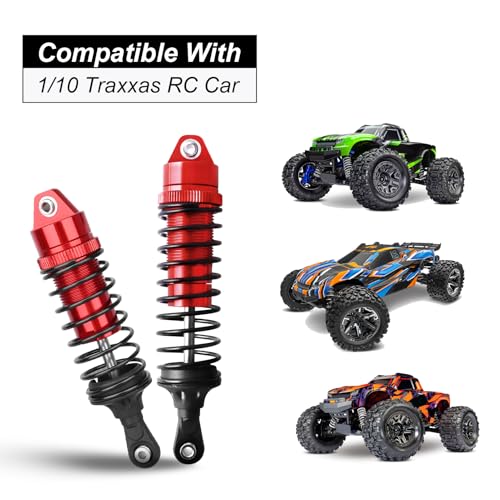 HobbyPark RC Shocks for 1/10 Traxxas Slash 4x4 Hoss Rustler Stampede Bandit VXL Nitro Shock Absorber Damper Set Upgrades Parts Replace of 5862 (Red)