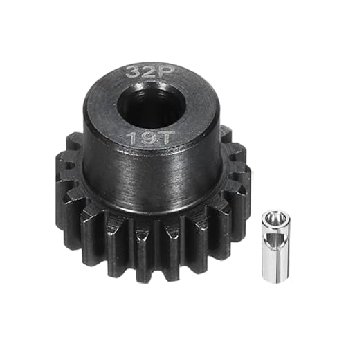 32P Steel Pinion Gear Set 19T for 5mm Shaft Hardened Steel Pinion Gear with Shaft Coupler Connector for RC Motor - style: 19T