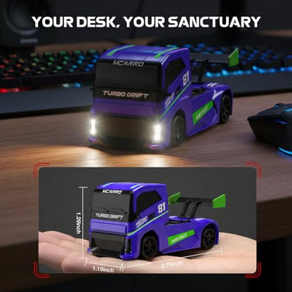 ARRIS 1/87 Micro Desktop RC Drift Car 4WD with Semi-Proportional Control | 12-Step Baked Paint, LED Lights, High Detail Scale Model, Pocket Size Fun - color: Magic Purple