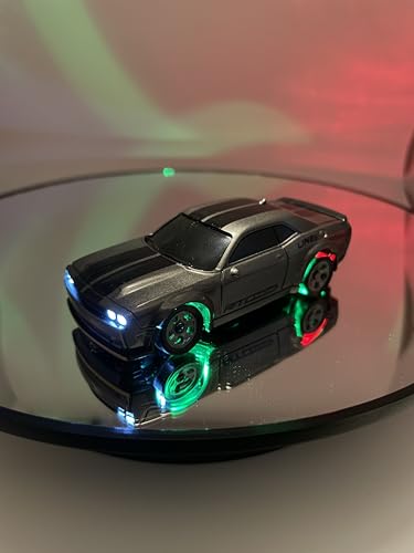 Mini RC Drift Car 1:64 Scale, Remote Control Car with LED Lights & 2-Speed Modes, Upgraded 2.4G Wireless Radio Remote Control for Multi-Users Challenge (Gray) - color: Gray