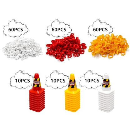 180 Pieces RC Car Racing Track Drift Runway Drift Field Fence with 30PCS Road Cones for 1/14 1/16 1/18 1/24 1/28 1/30 1/43 Mini RC Car (Yellow & Red & White, 210PCS) - color: Yellow & Red & White, 210pcs