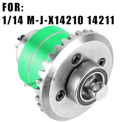 RC Front & Rear Diff Gear Upgrades Part for 1/14 M-J-X14210,14211,Metal Rear Gears Differential Assembly,Replacement 16420G2,Green